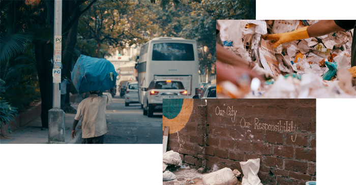 Collage Bangalore und Plastikmüll